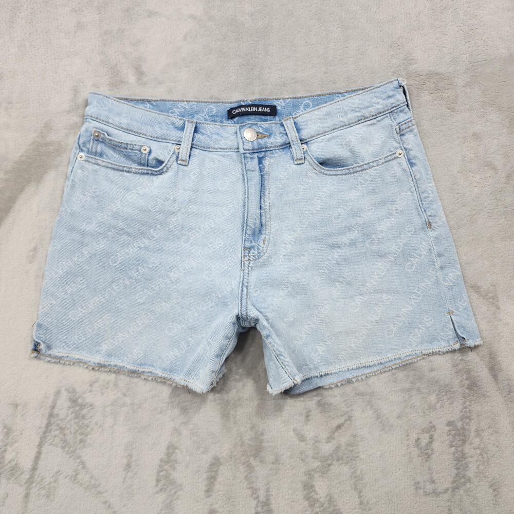 Calvin Klein Jeans Shorts Womens 29 Blue High Rise Cutoff Light Wash Stretch
